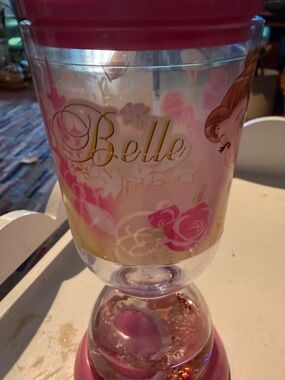 Disney Store BELLE Snow Globe Tumbler Cup Kids NO STRAW Snowglobe